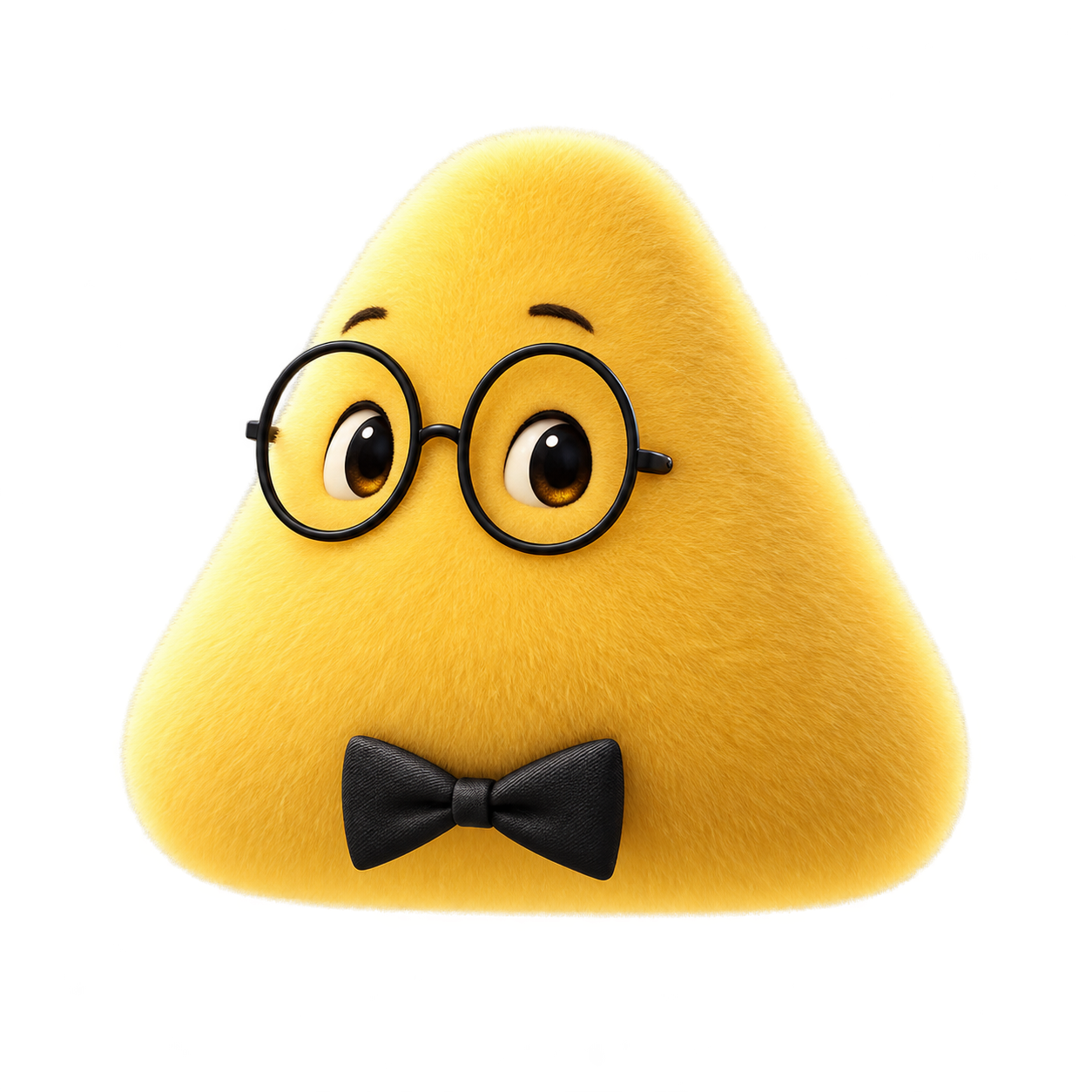 Generated Dots-inspired yellow character with round glasses and a bow tie