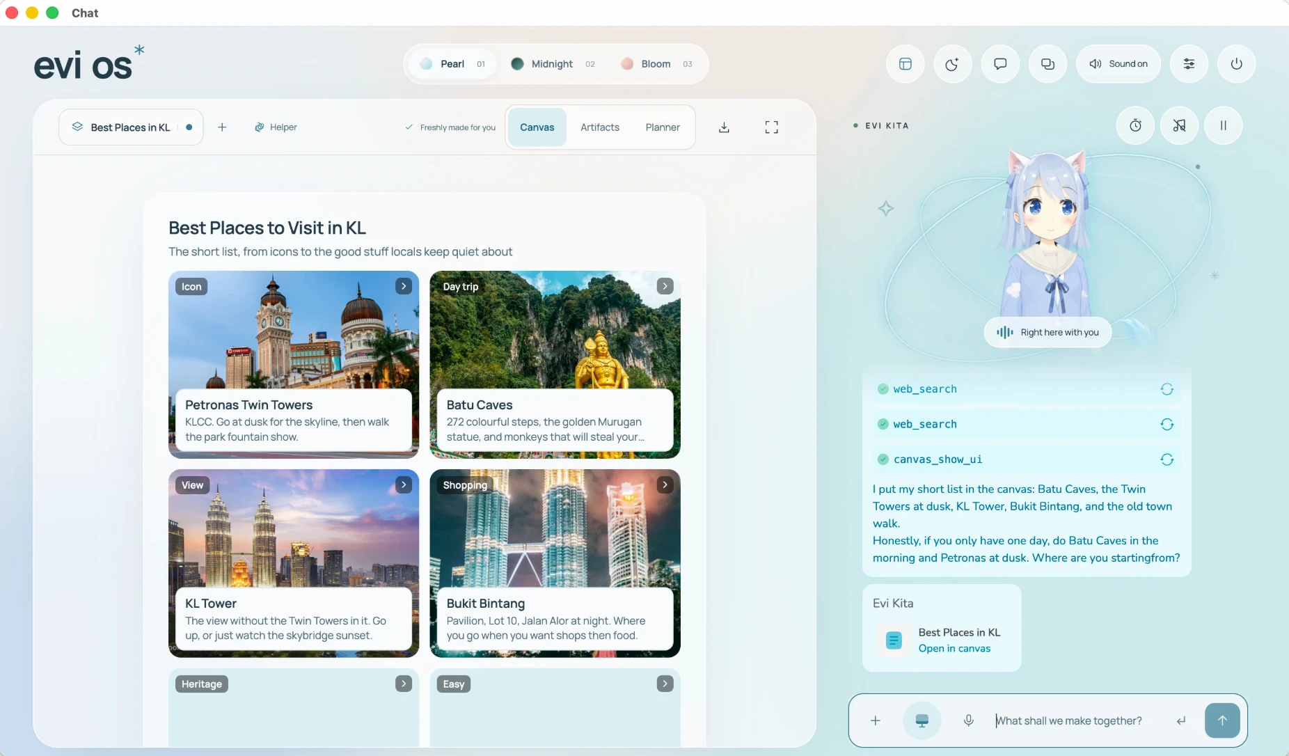 Your Evi workspace on your Mac.